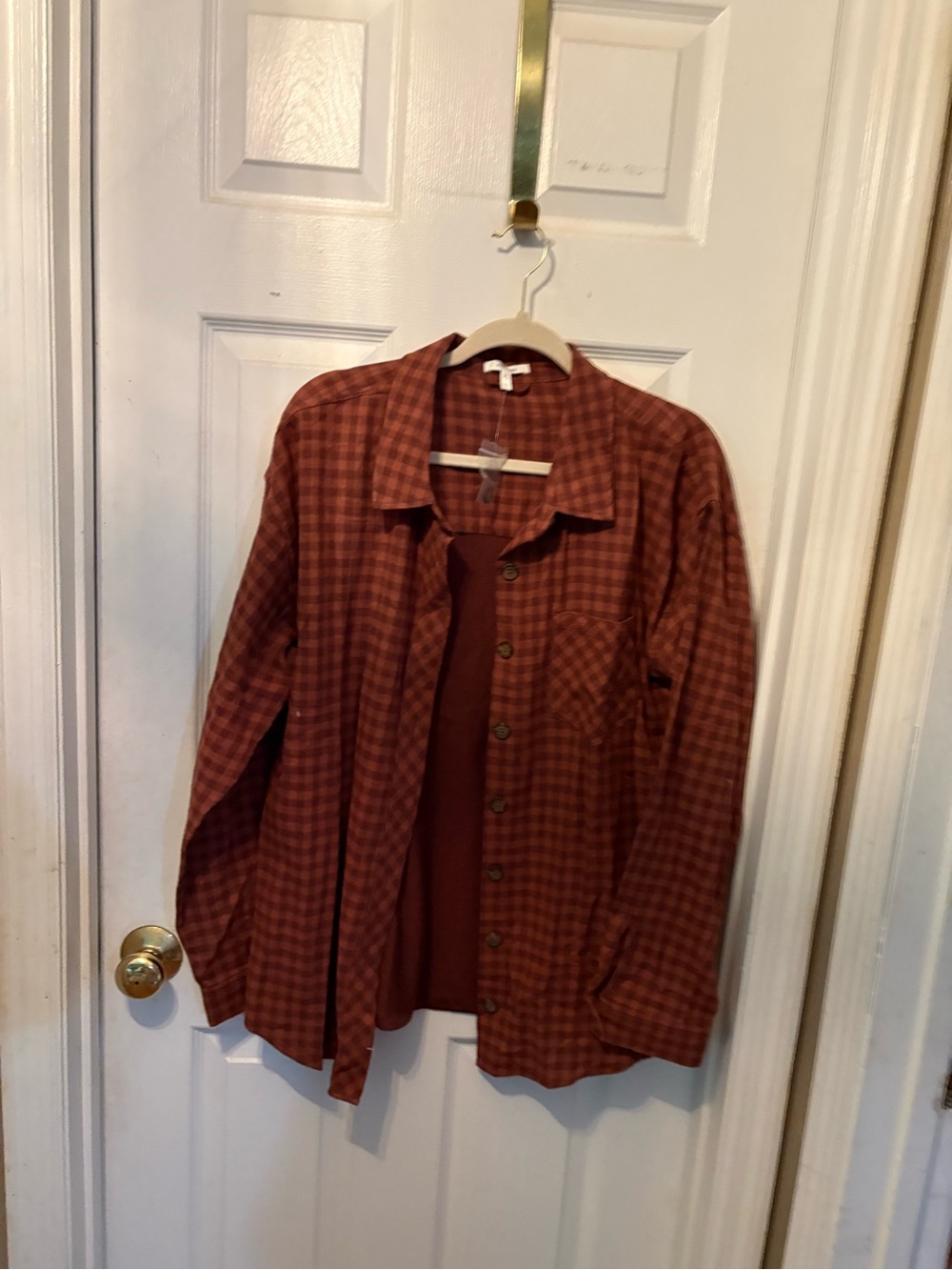 Maurices Rust Plaid Button-Down Shirt
